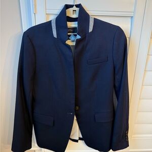 J. Crew Women’s Navy Wool Regent Blazer with Gray Collar Trim